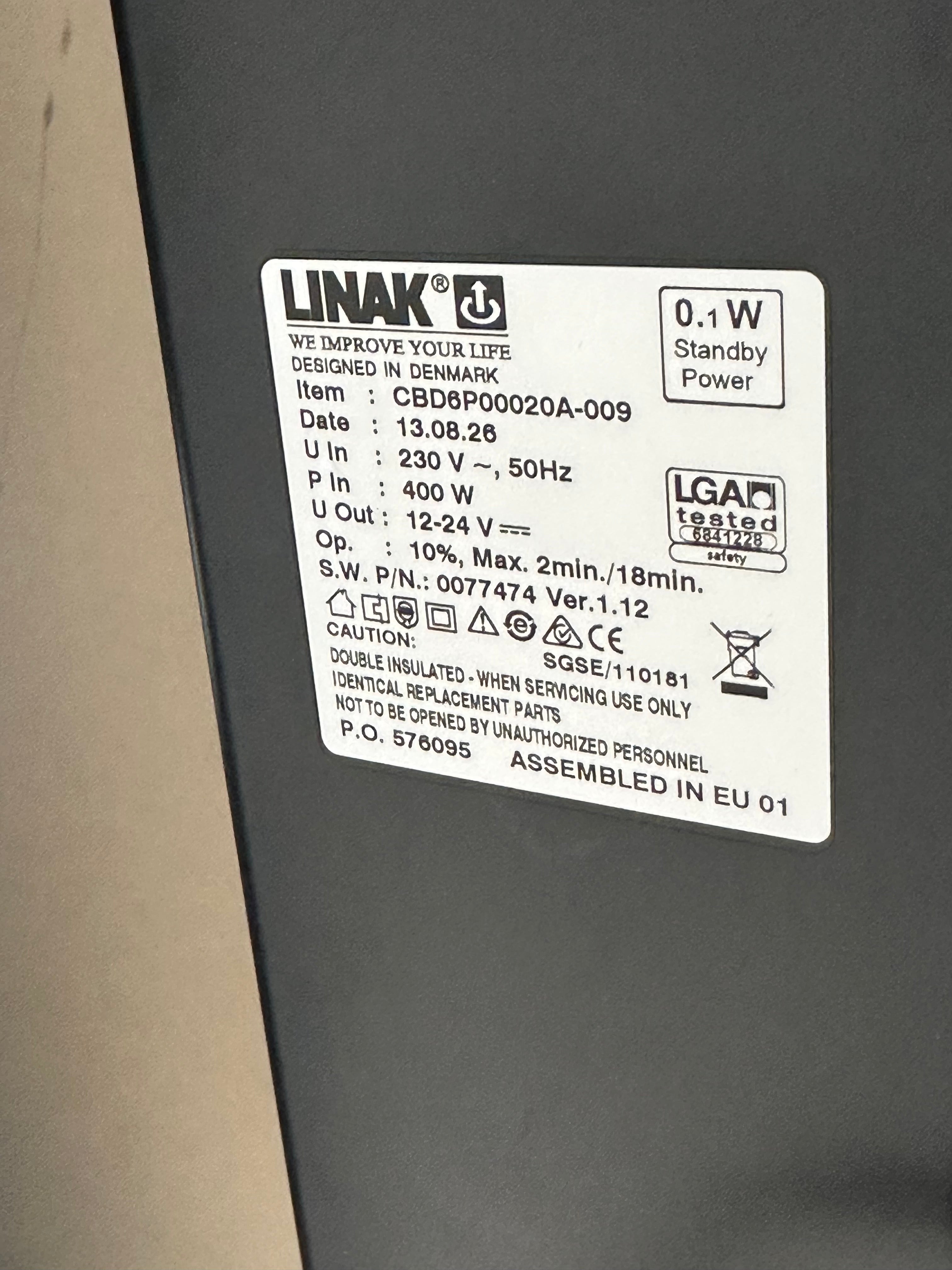 Hæve-/sænkebord 120x80 - Linak (Grå)