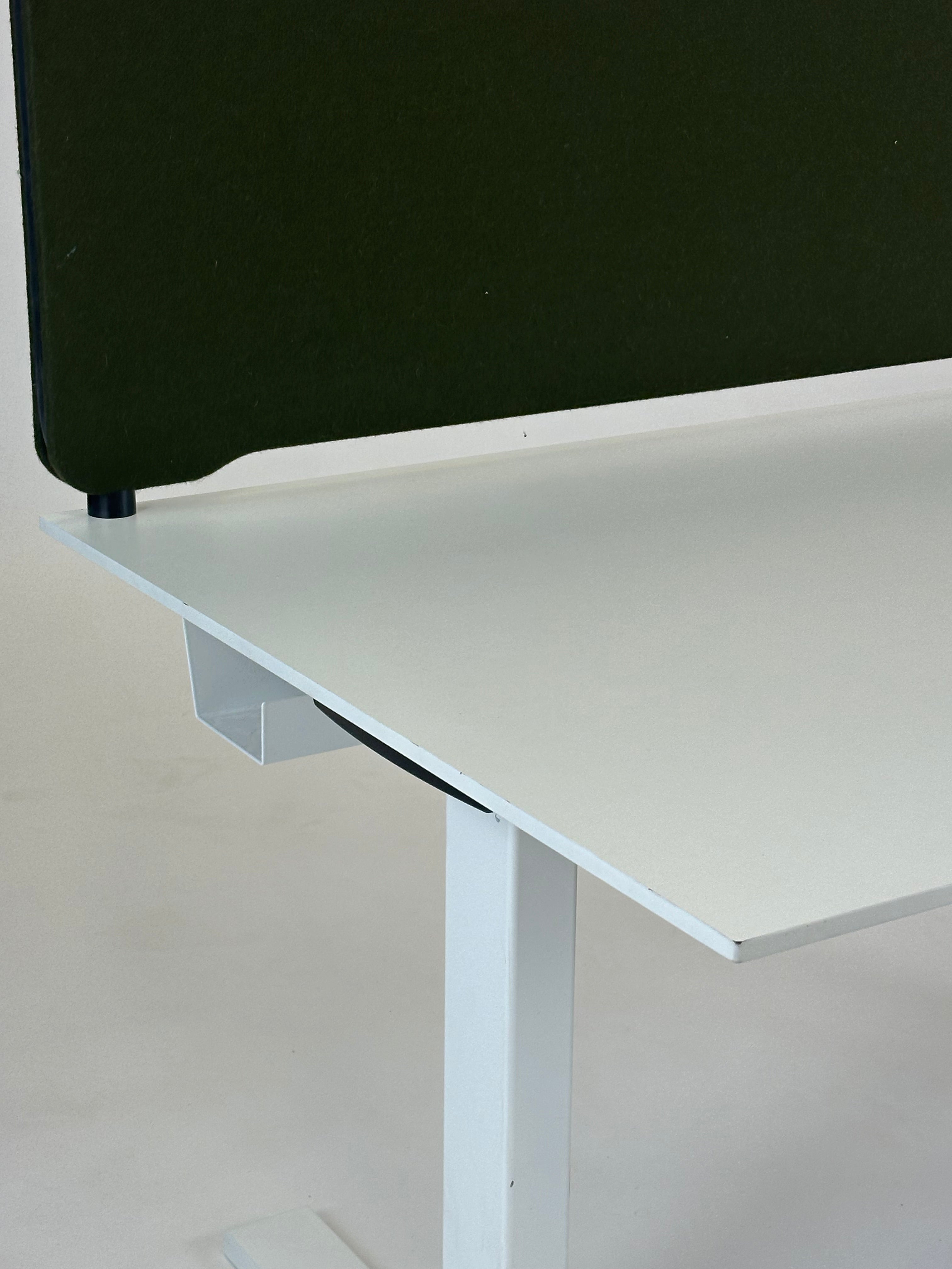 Hæve-/sænkebord 120x80 med mørkegrøn skærmvæg - Linak