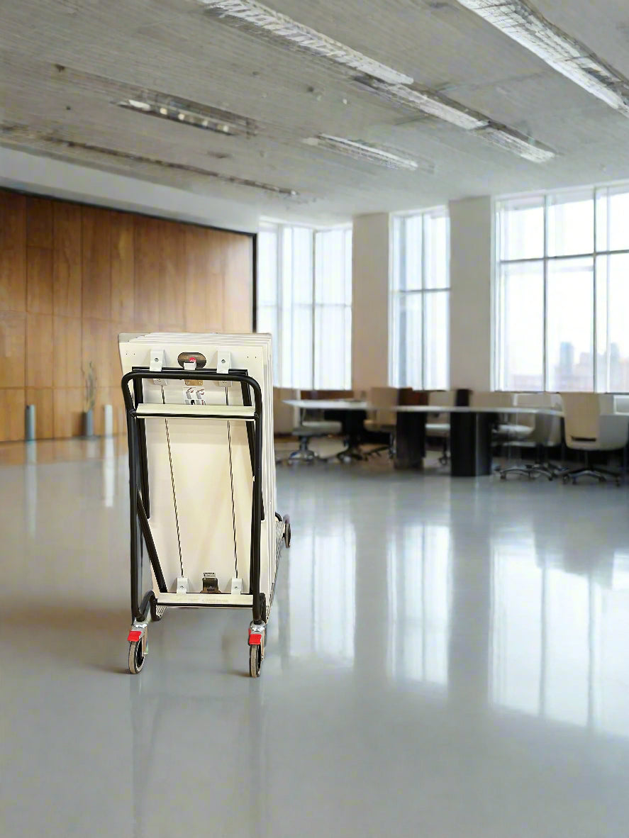 Lammhults Sæt med 6 Quickly Foldeborde og Transportvogn