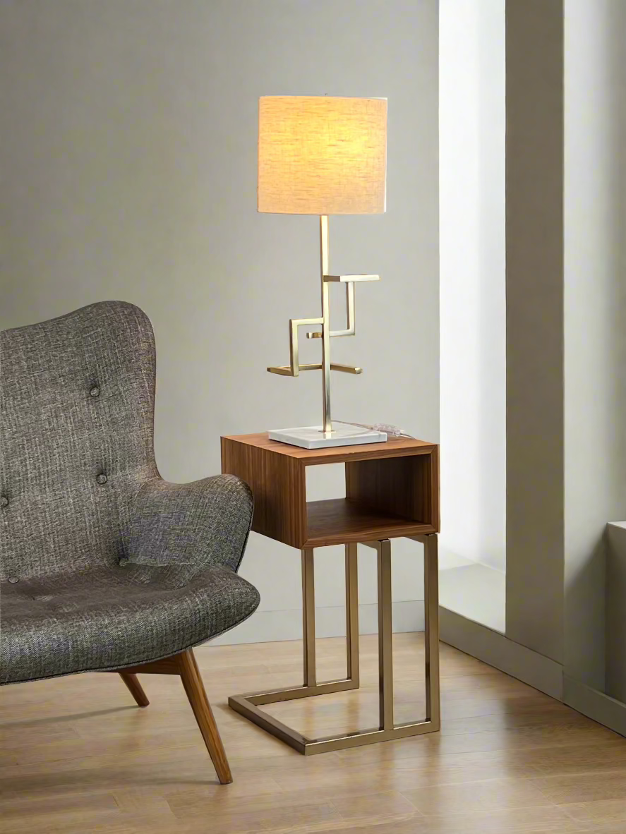 Træ- og metal-sidetable