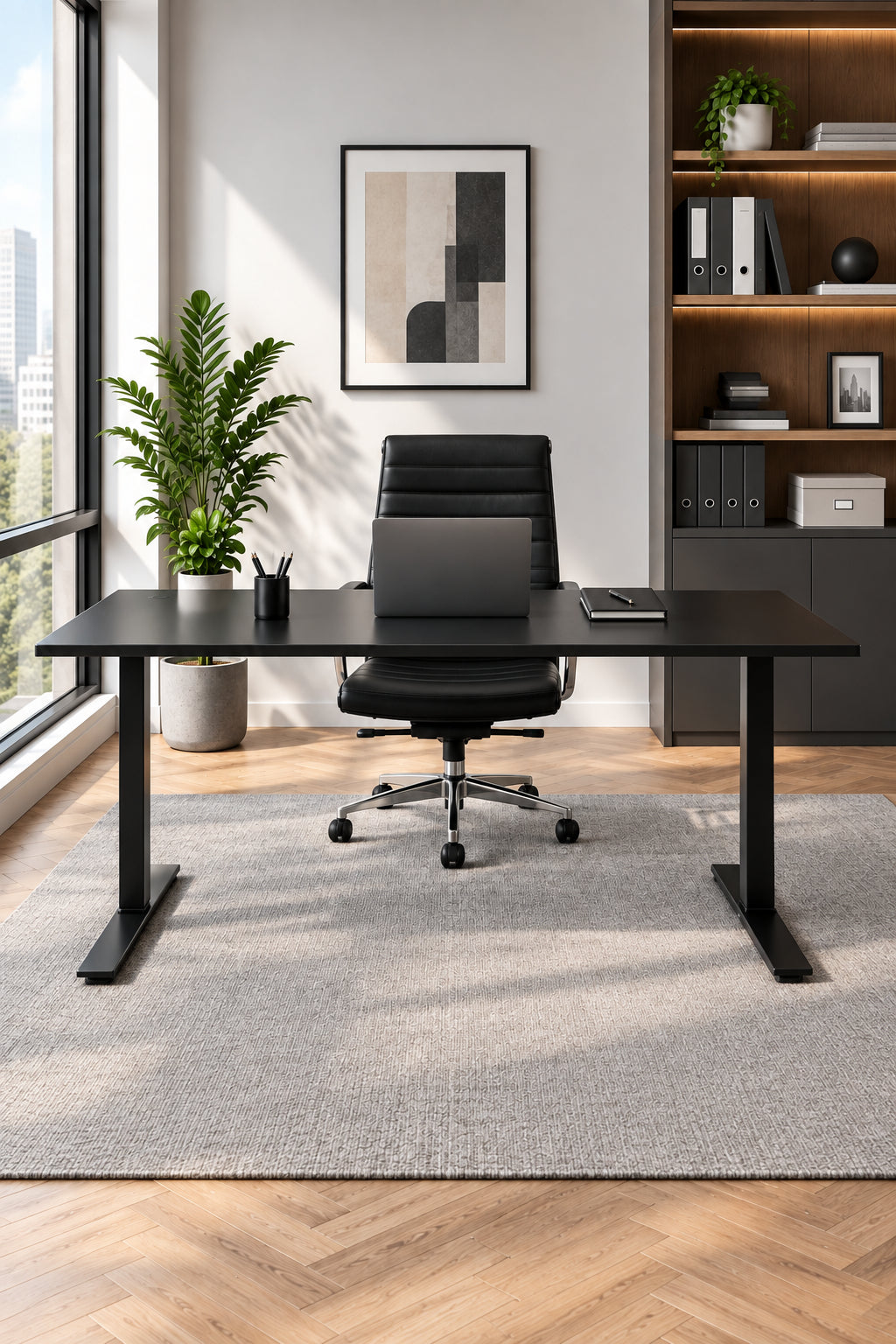 Z GO Solutions Hæve/sænkebord – Mørkegrå/Sort Stel 180x80cm