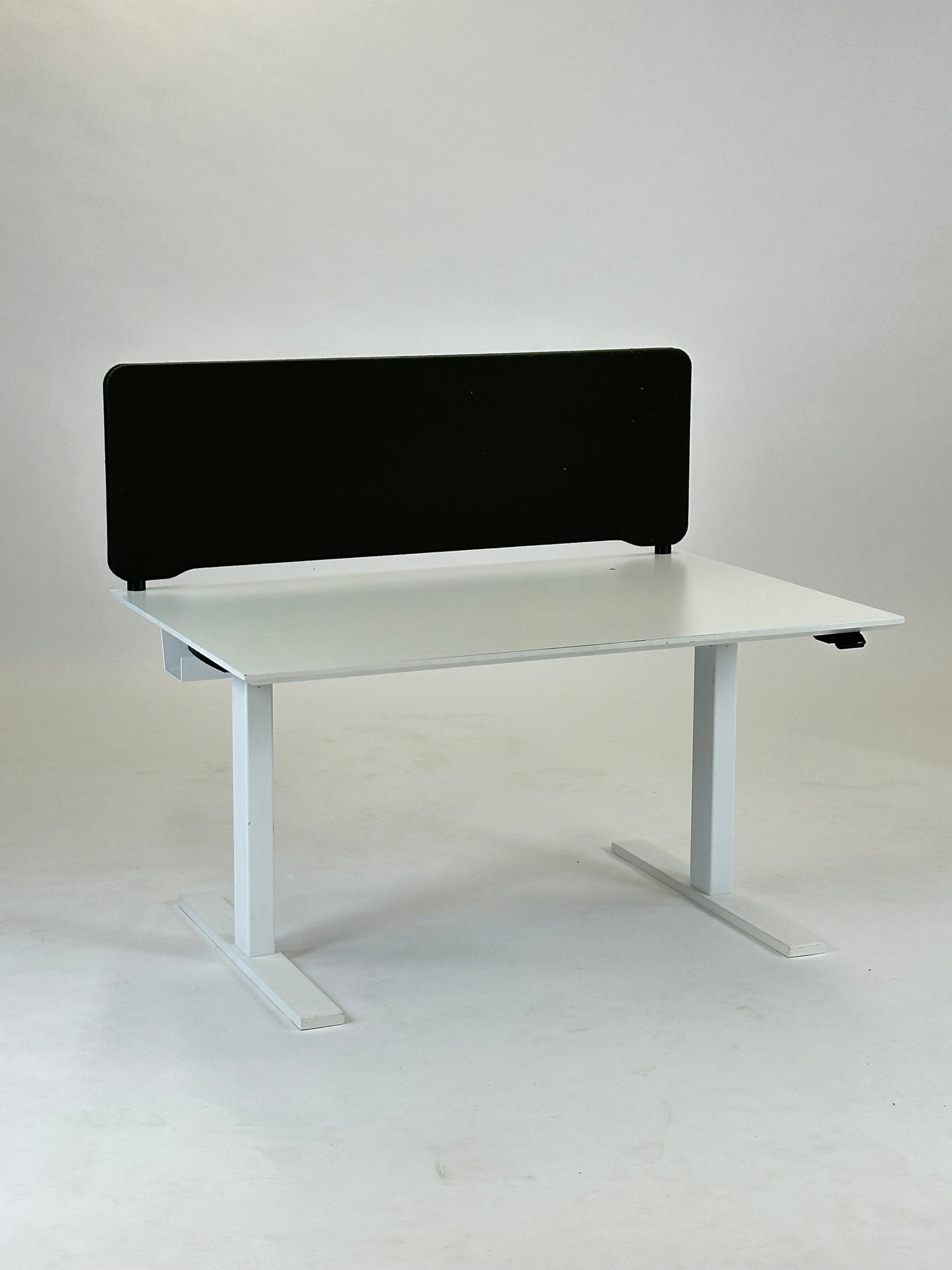 Hæve-/sænkebord 120x80 med mørkegrøn skærmvæg - Linak