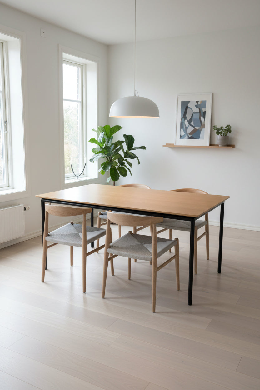 Howe Usu Bord – Natur/Sort Stel 140x100 cm