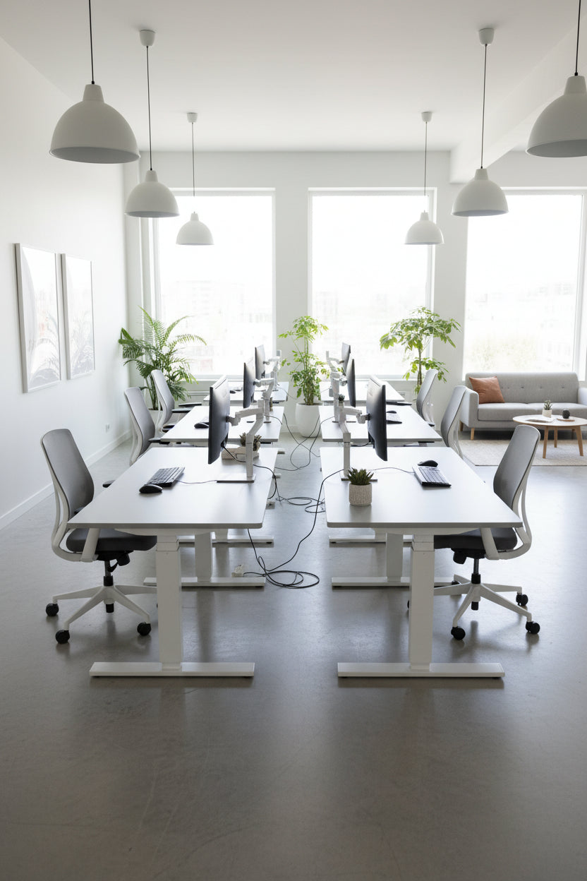 ScanOffice Hæve/sænkebord – Grå/Hvidt Stel 160x80cm