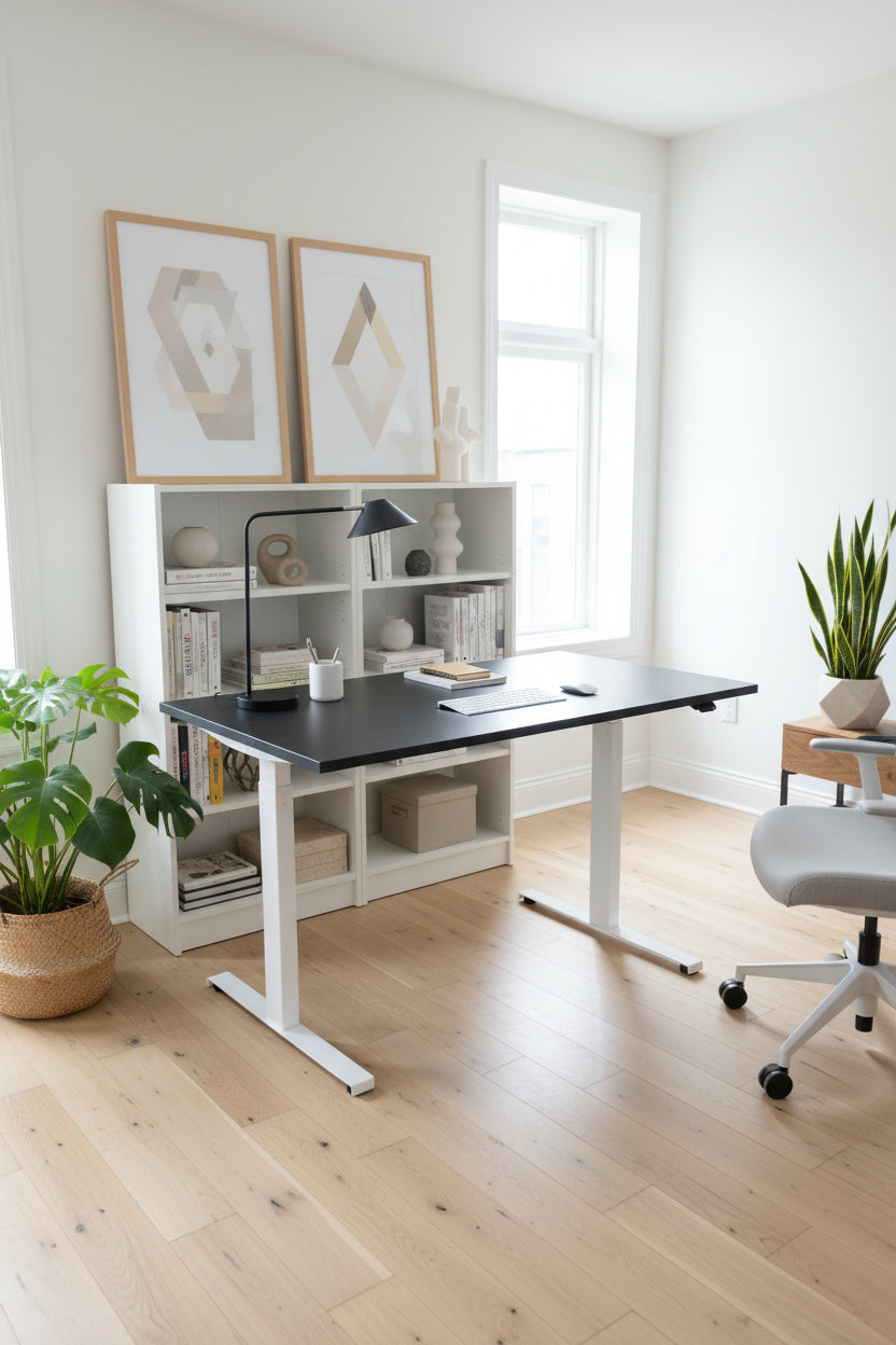 Linak Hæve/sænkebord – Mørkegrå/Hvidt Stel 140x80 cm