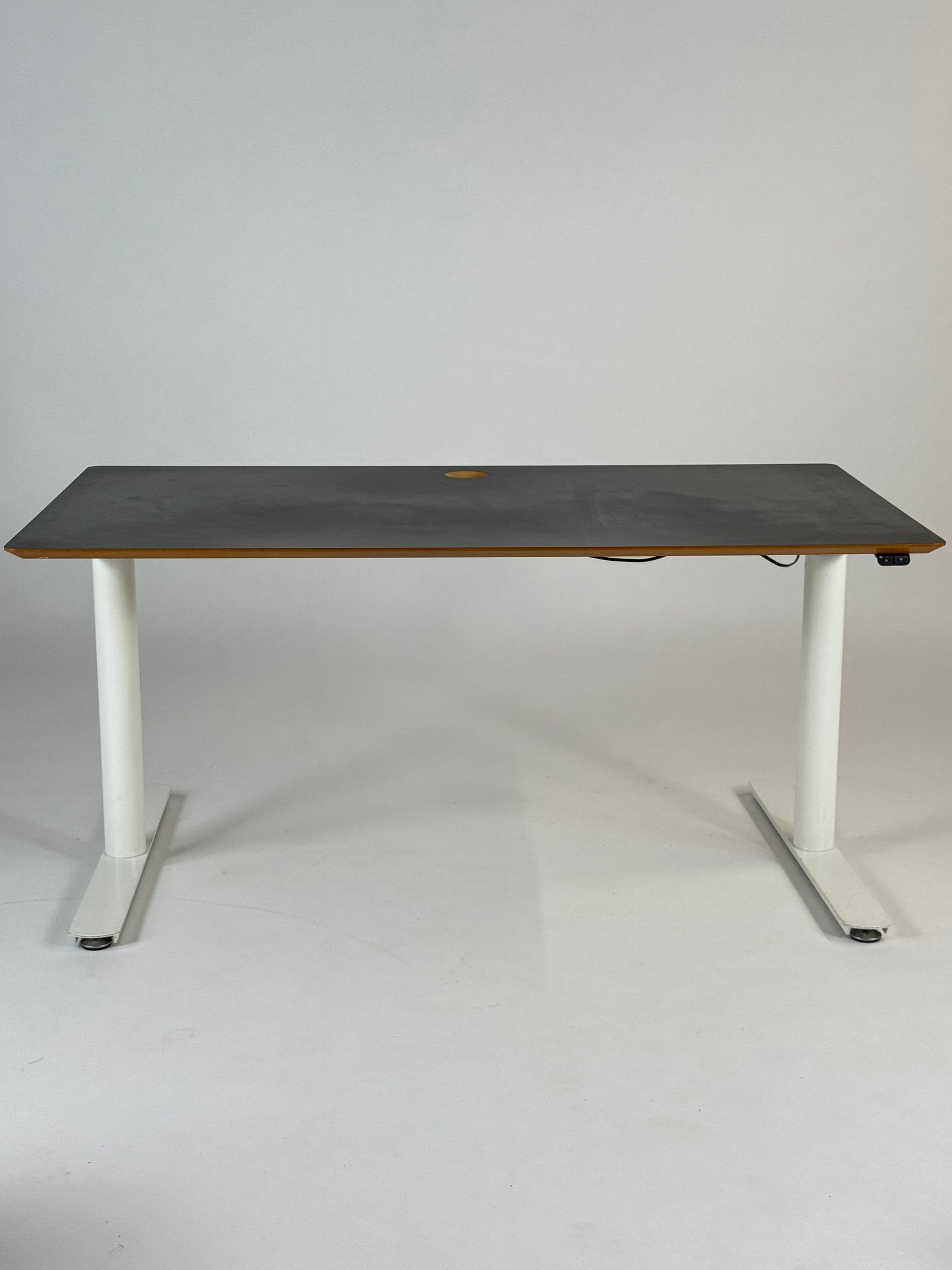 Hæve/sænkebord – Grå/Hvid 160x80 cm