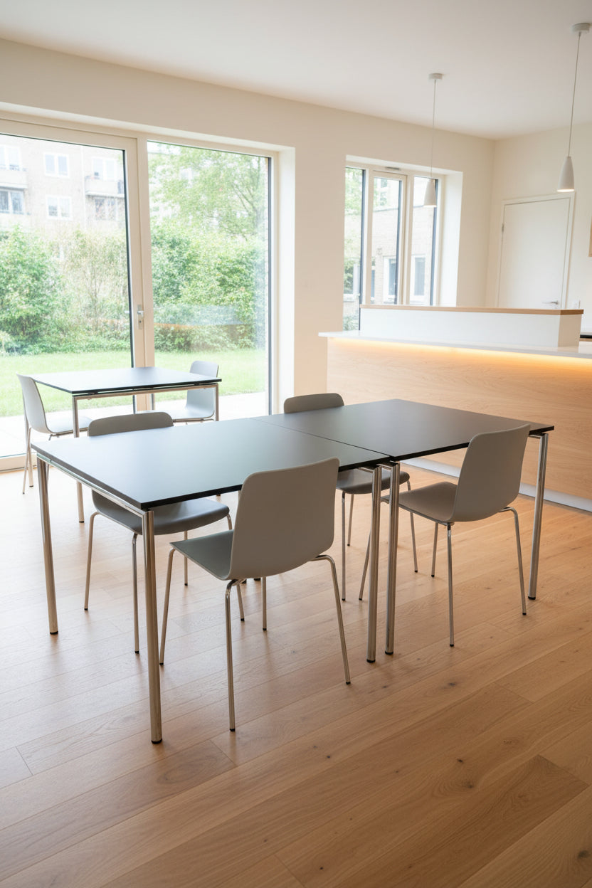 Four Design Klapbord – Mørkegrå/Krom Stel 140x90