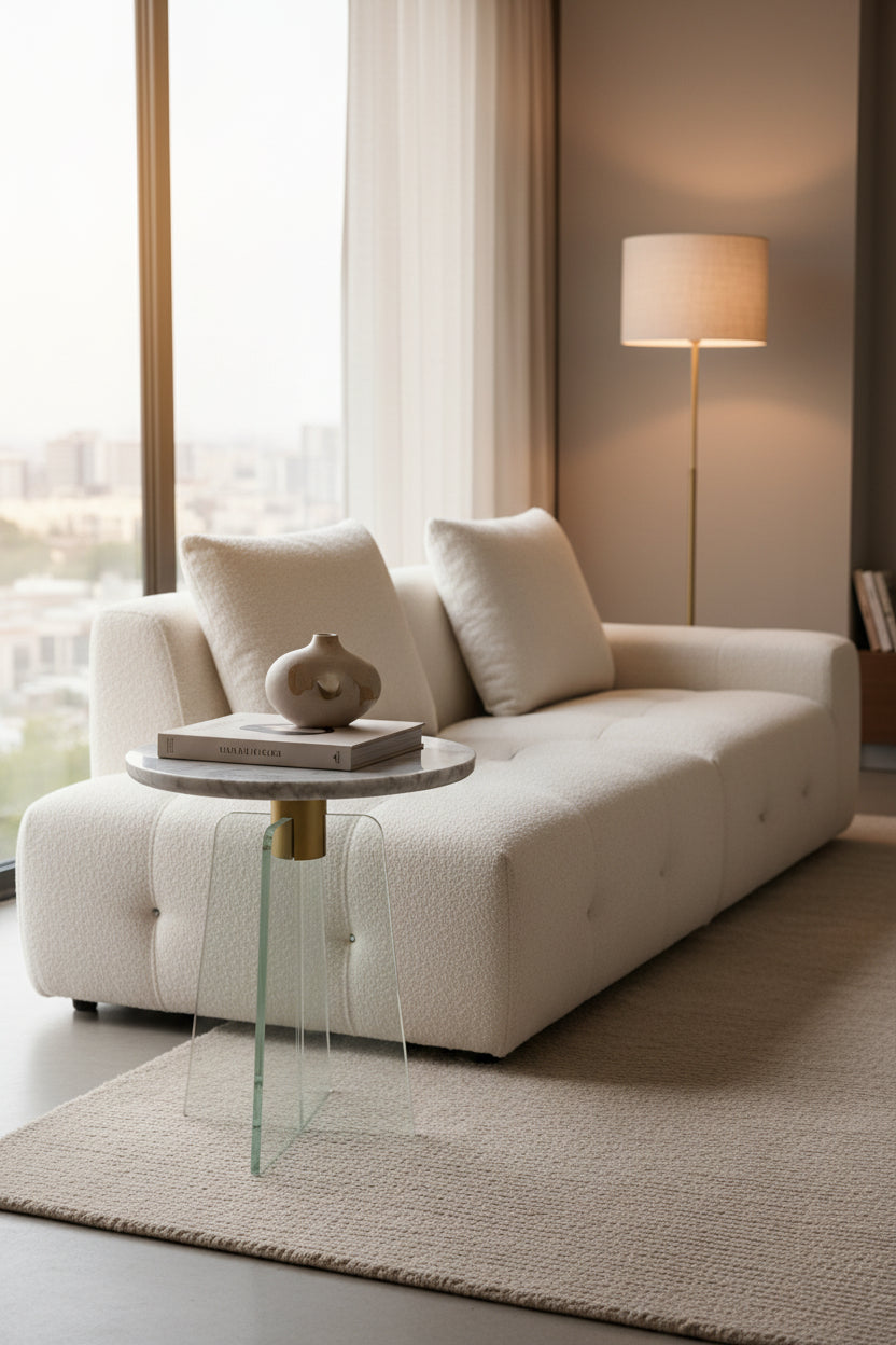 Million Cupola Sofabord - Hvid Marmor