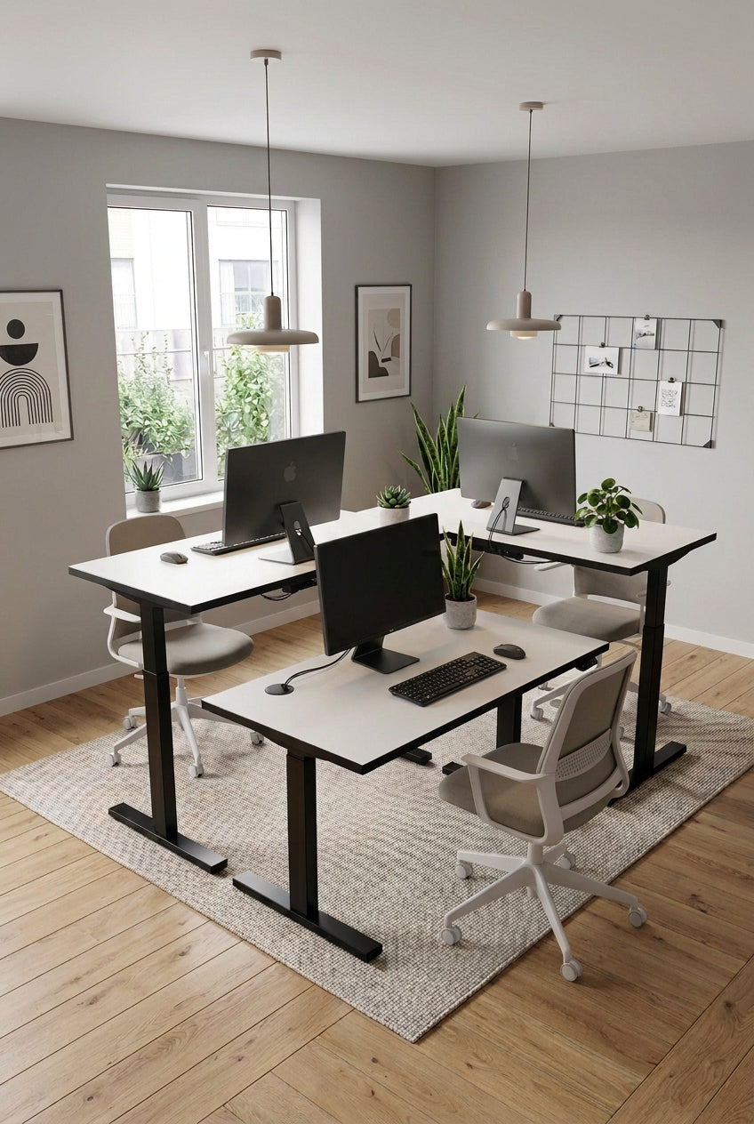 Linak Hæve/sænkebord – Hvid/Sort Stel 140x80