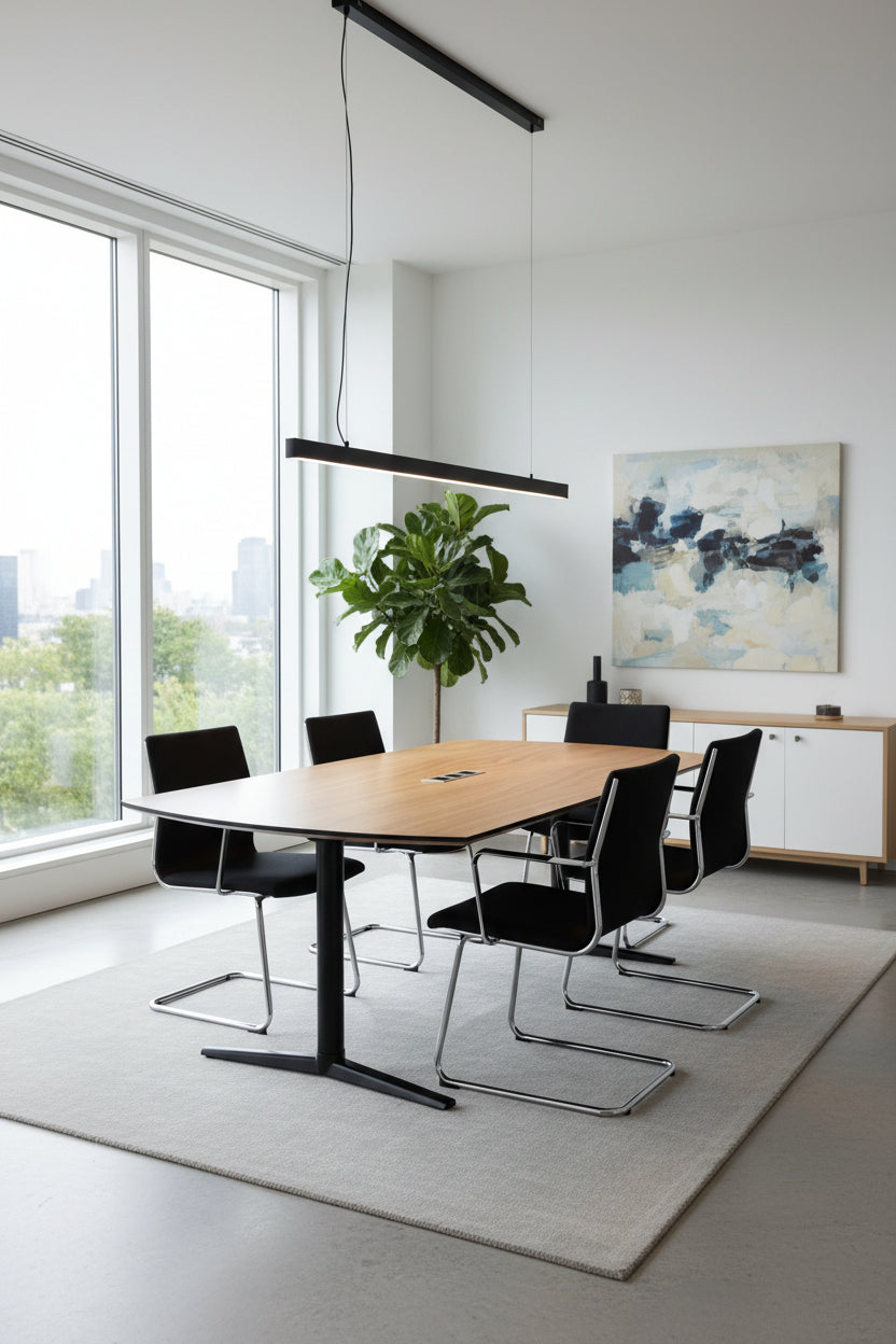 Fumac Switch Bord - Natur/Sort Stel 160x100 cm