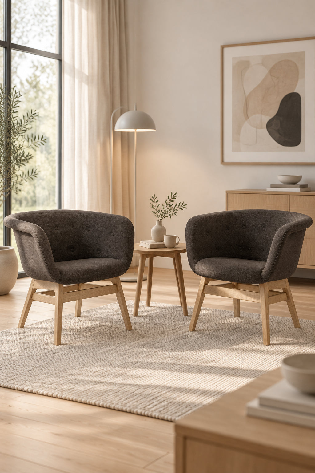 +HALLE Chester Loungestol – Brun/Eg Stel