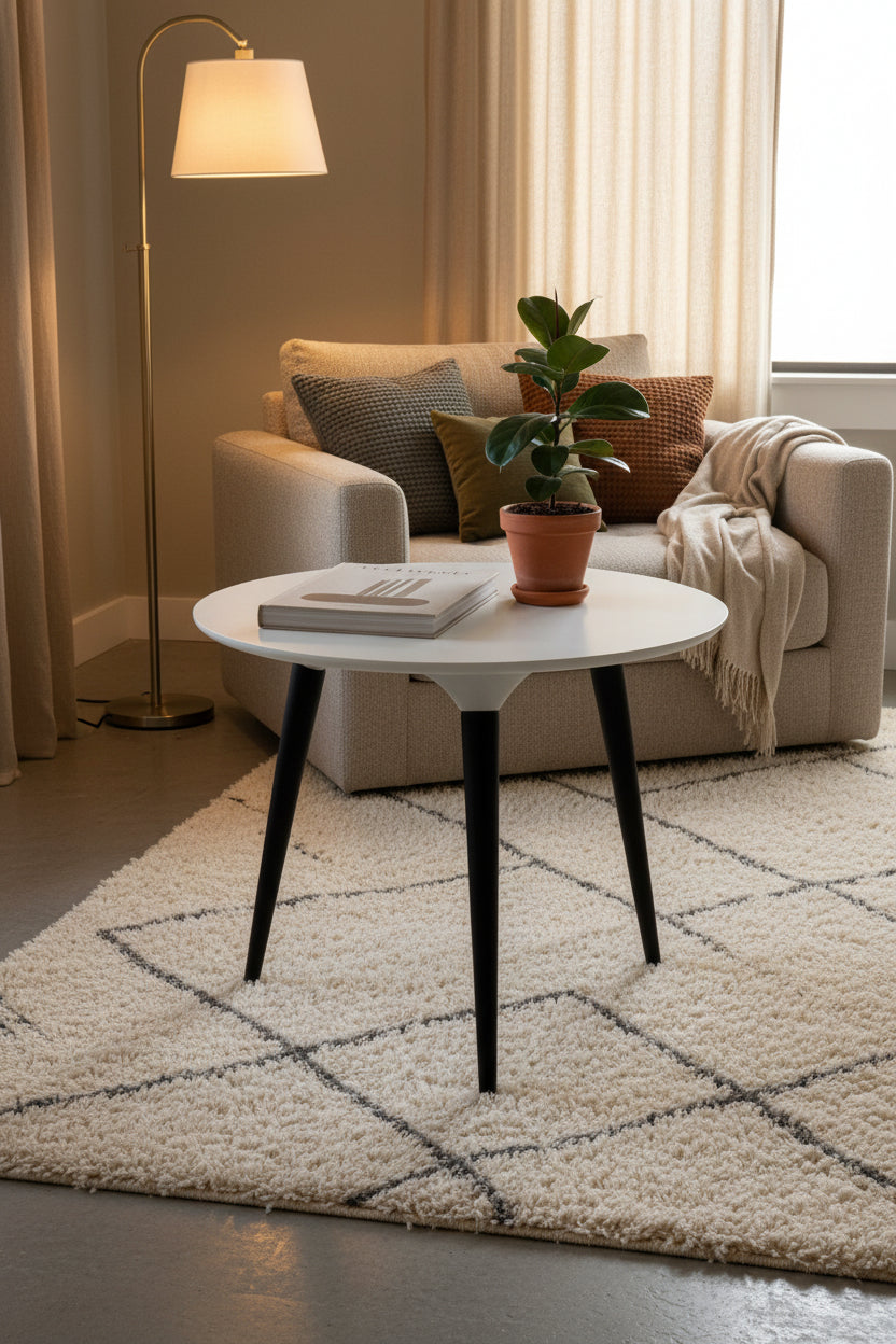 Fredericia Furniture Icicle Sofabord – Hvid/Sort Stel Ø50cm