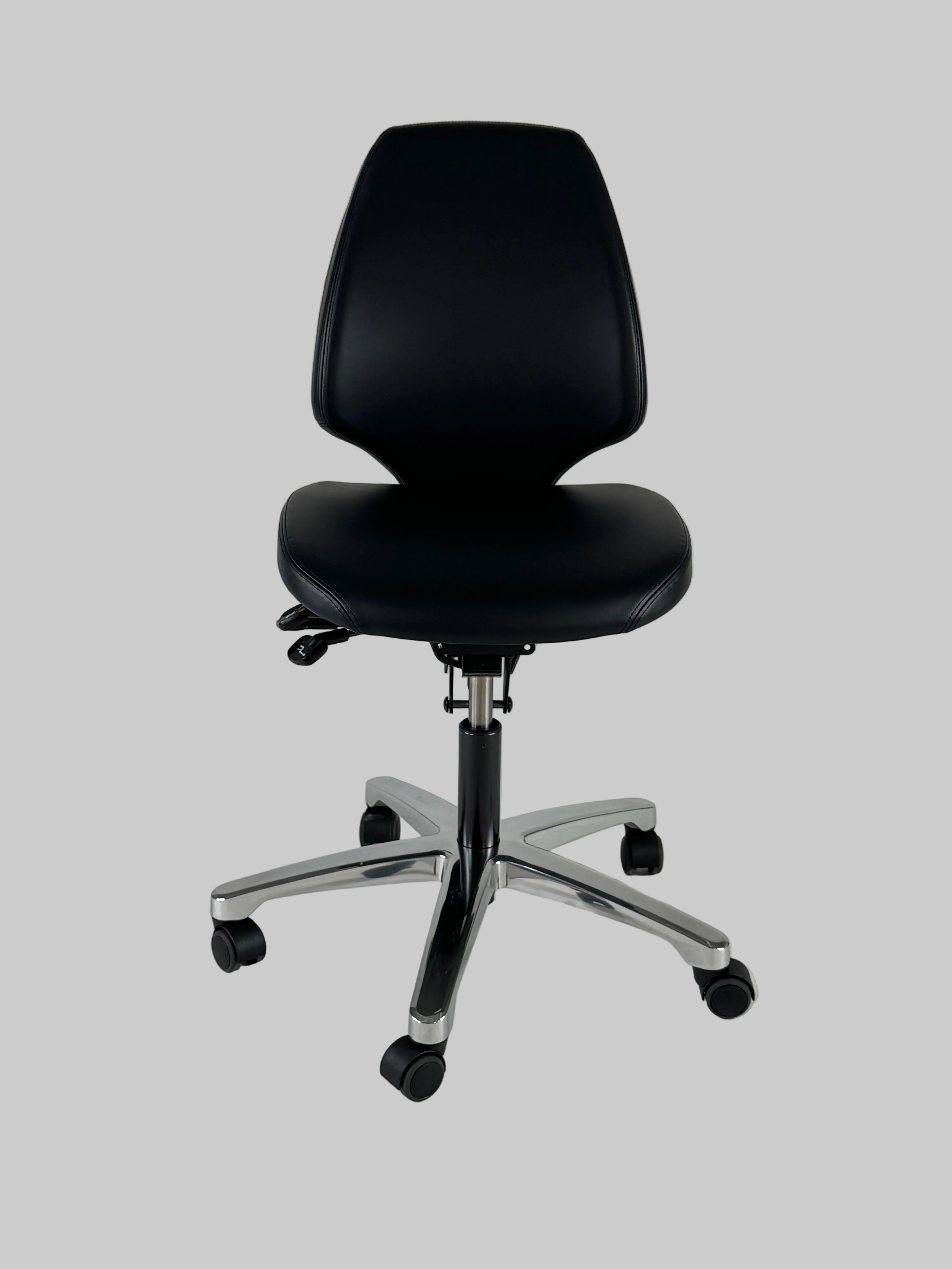 RH Activ 220 Kontorstol – Sort Læder/Krom Stel