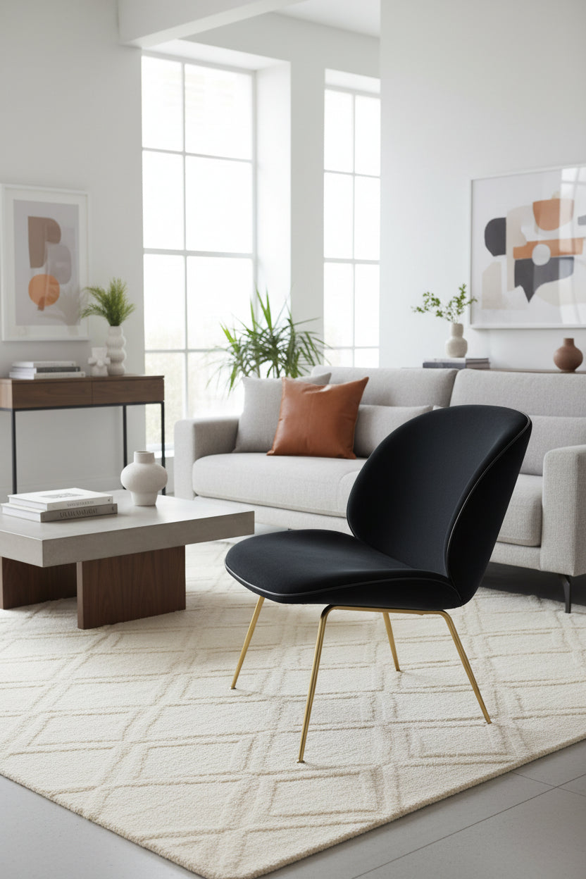 GUBI Beetle Loungestol – Sort/Messing