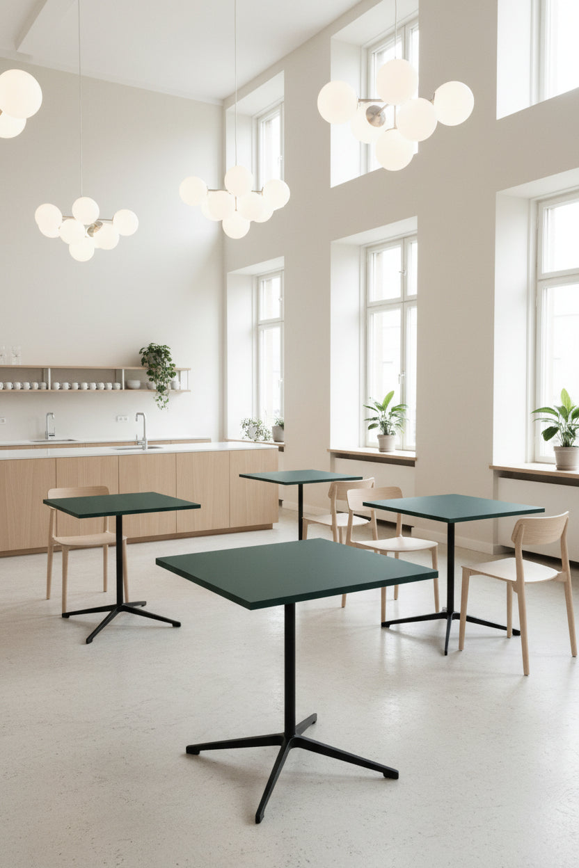 Bord – Mørkegrøn/Sort Stel 70x70cm