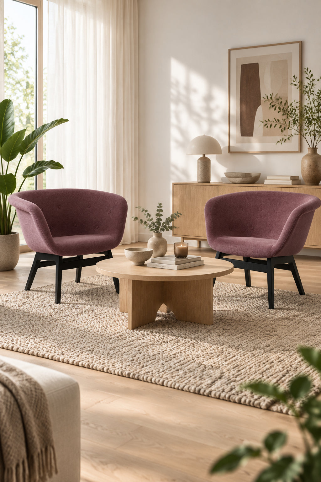 +HALLE Chester Loungestol – Lyserød/Sort Stel