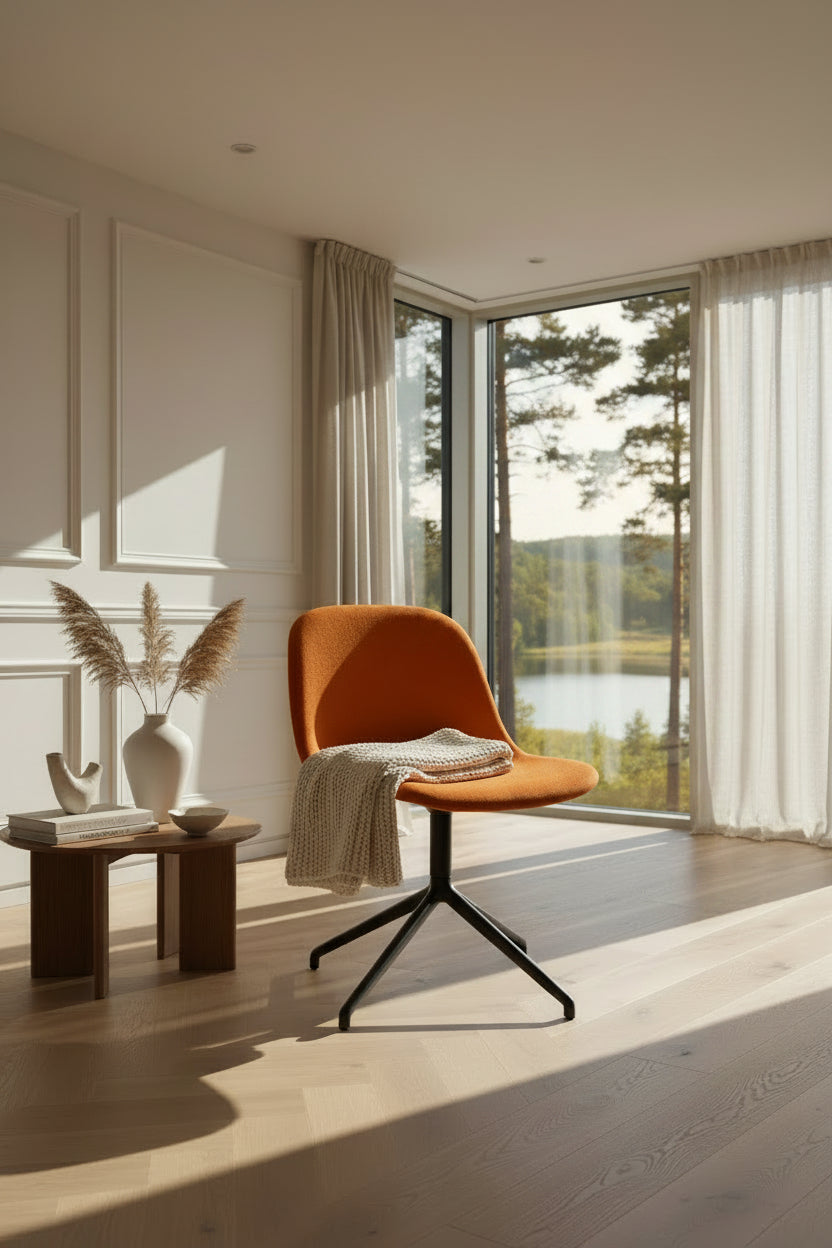 Muuto Fiber Side Stol – Orange/Antracitgrå Stel