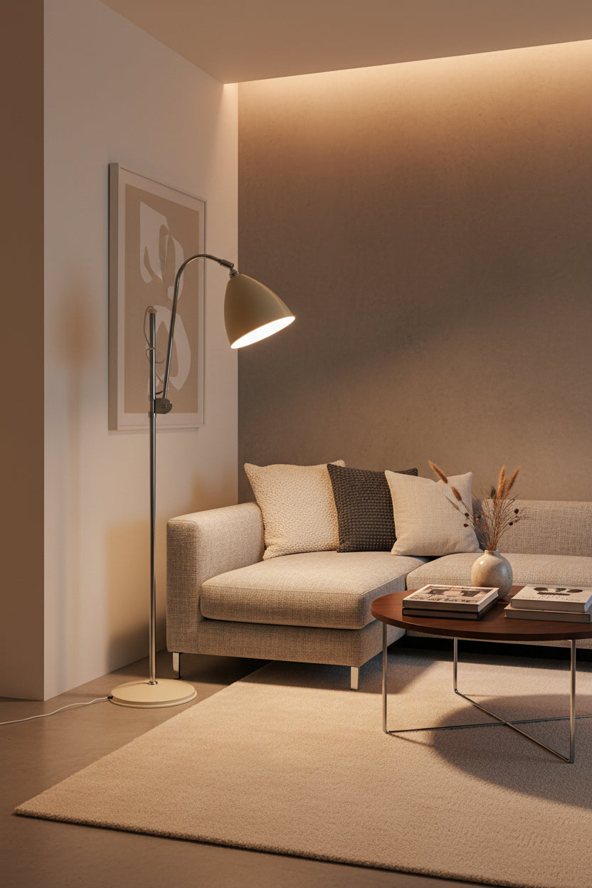 GUBI Bestlite BL3 Gulvlampe – Hvid/Krom Ø21 cm