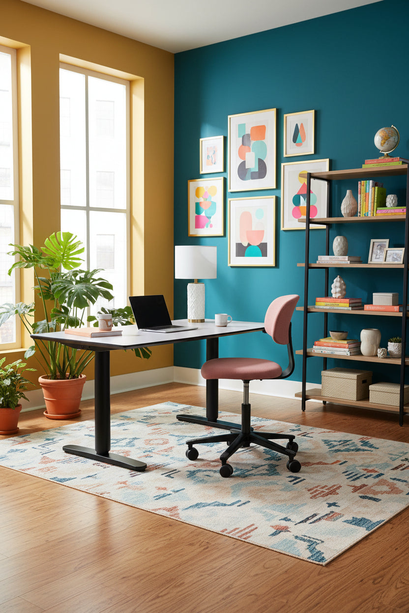 Håg Tion Stol + IKEA BEKANT Hæve/sænkebord – Lyserød/Sort