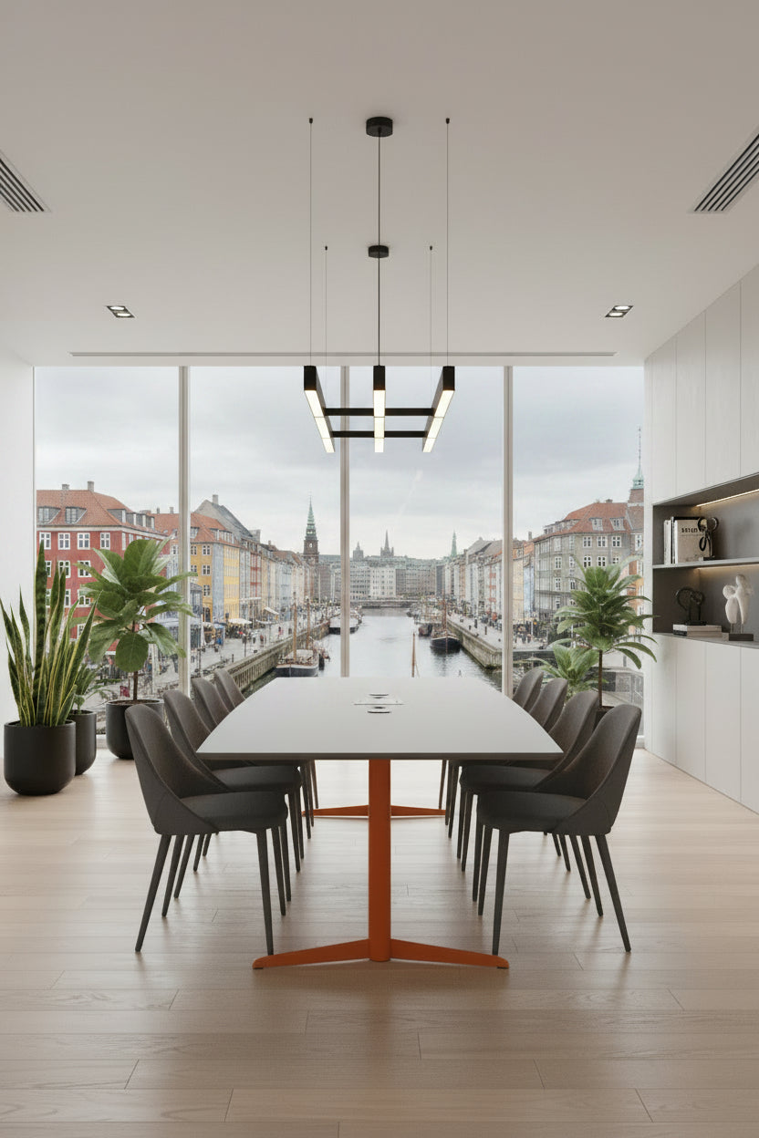 Mødebord – Grå/Orange Stel 280x90cm