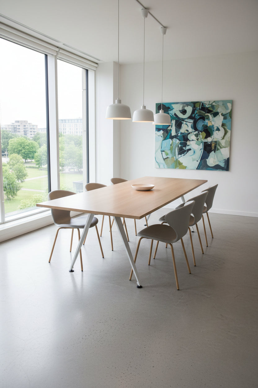 Randers + Radius Grip Basic Bord – Natur/Hvidt Stel 240x80cm