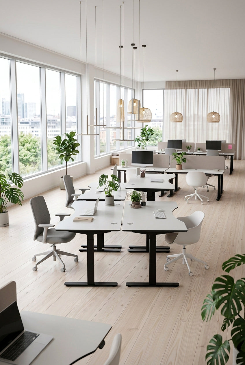 Linak Hæve/sænkebord – Hvid/Sort Stel 180x90