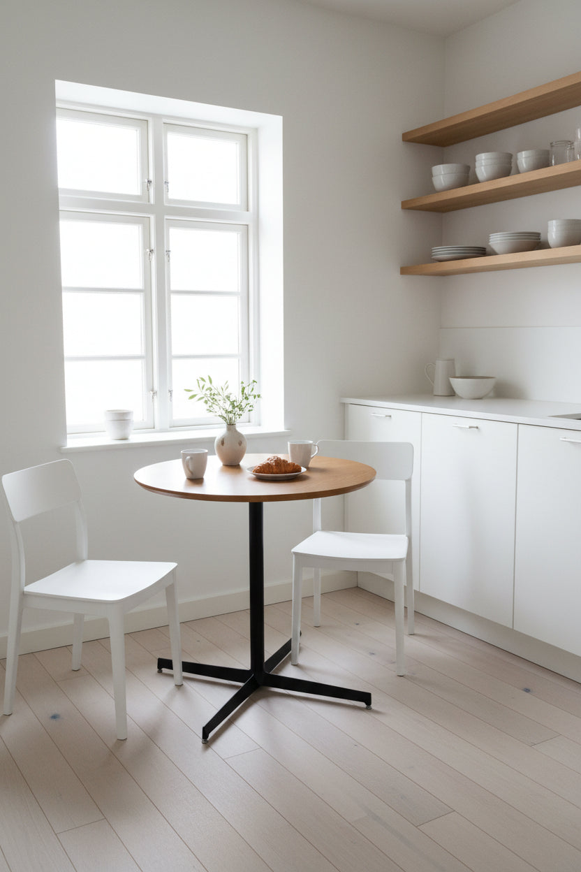 Rundt Bord - Natur/Sort Stel Ø80 cm