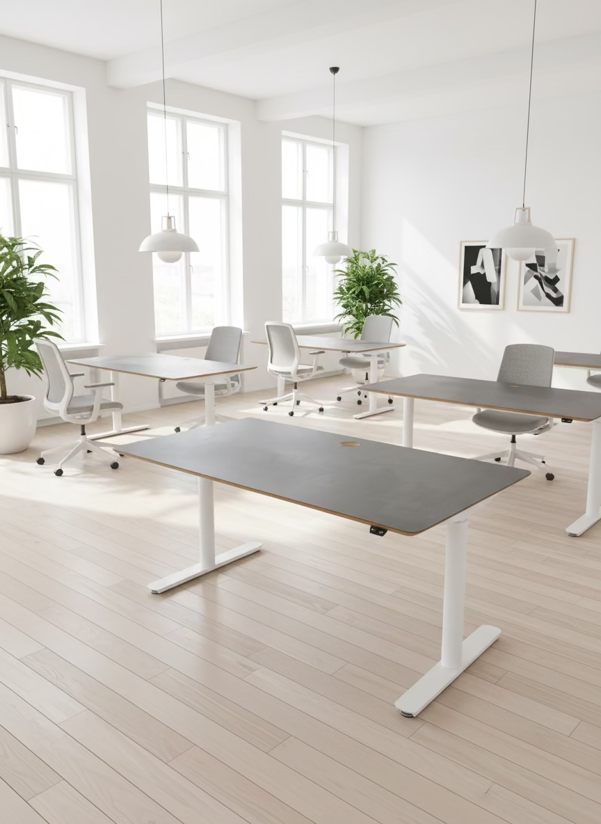 Hæve/sænkebord – Grå/Hvid 160x80 cm