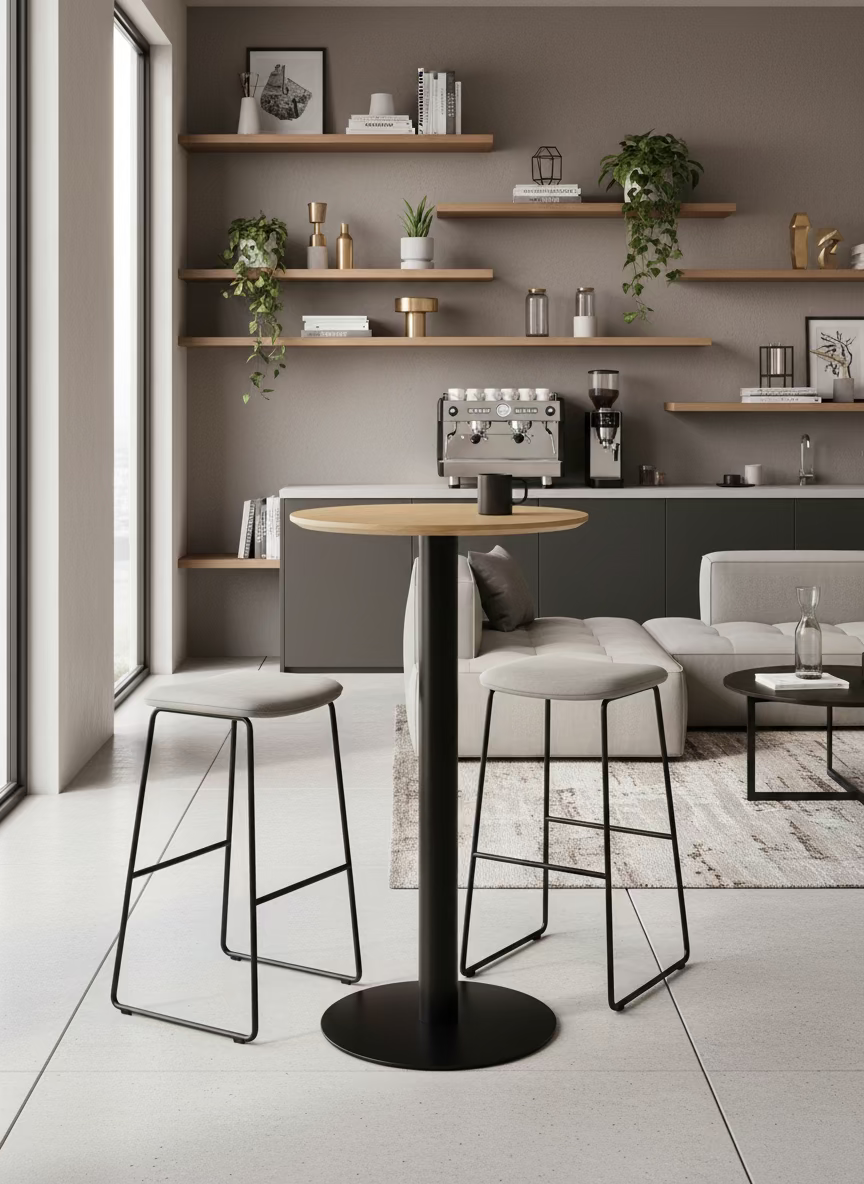 Højbord – Eg/Sort Stel Ø60 cm