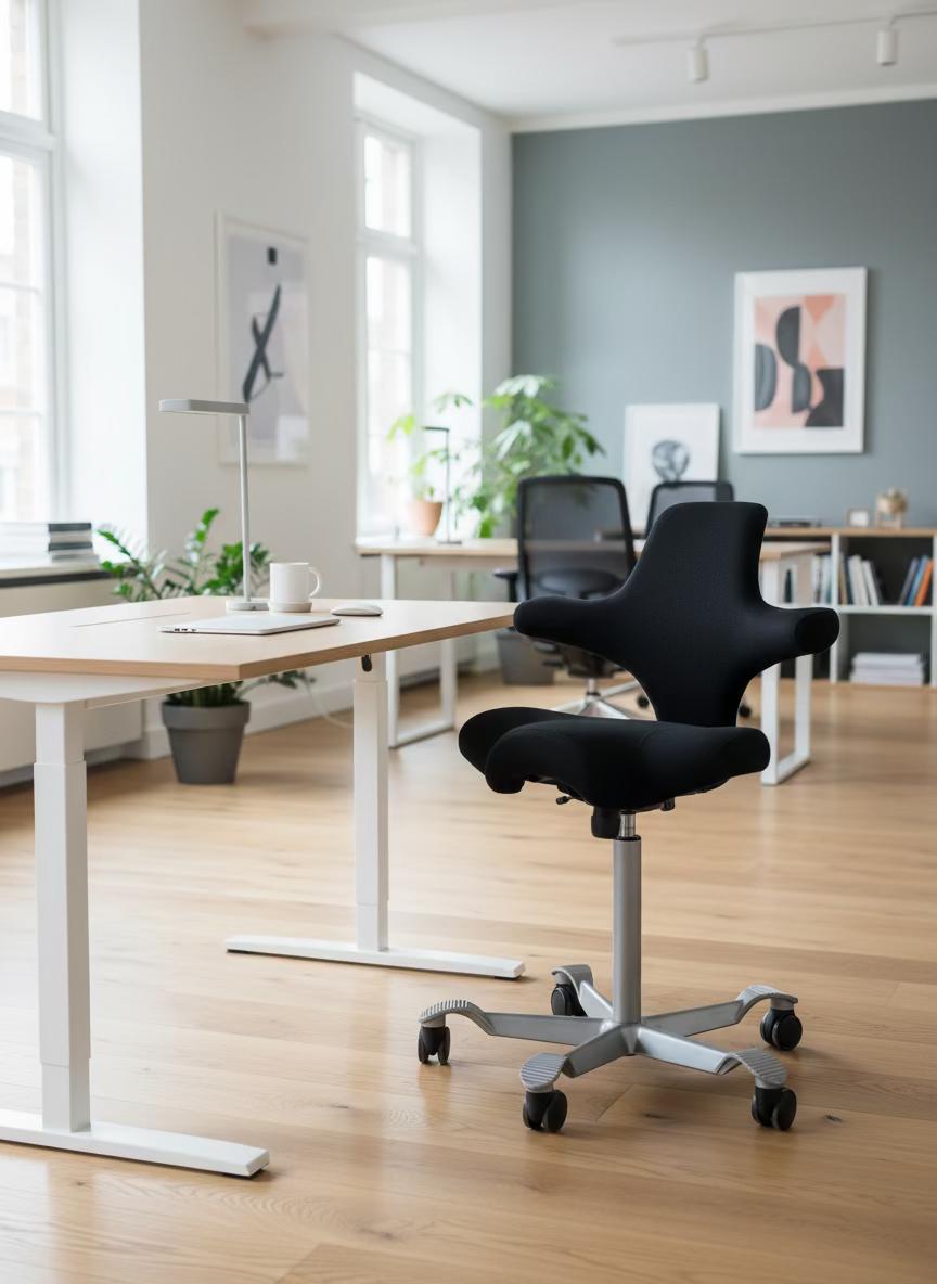 HÅG Capisco 8106 - 265 mm gaslift - Nypolstret i Sort