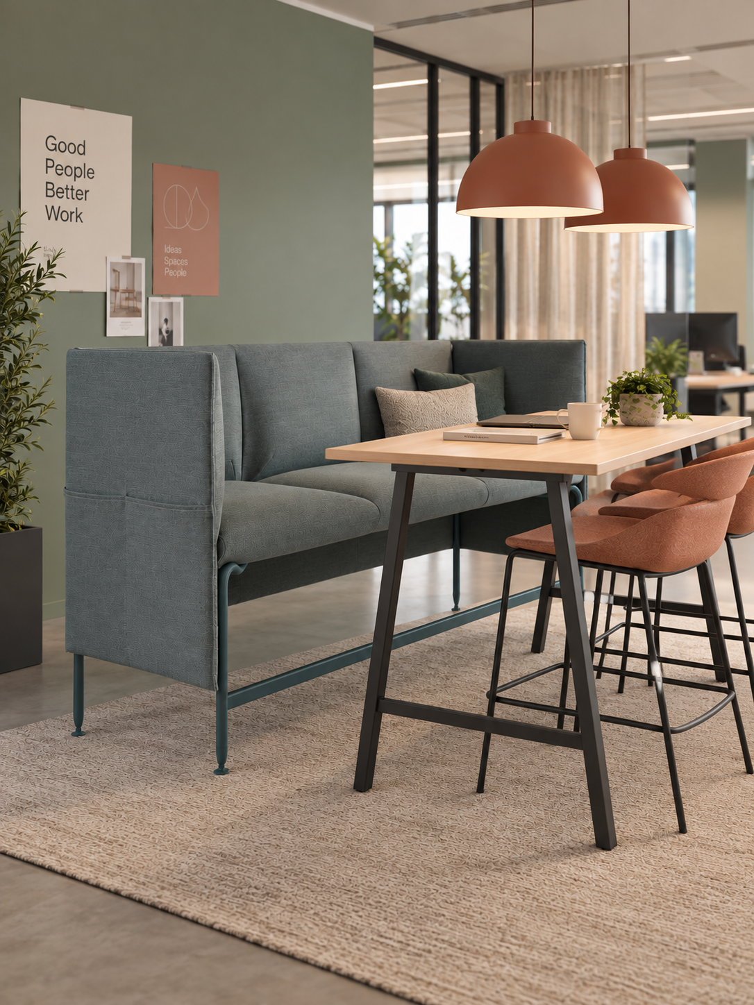 Materia Alto Sofa – Grå/Blåt Stel