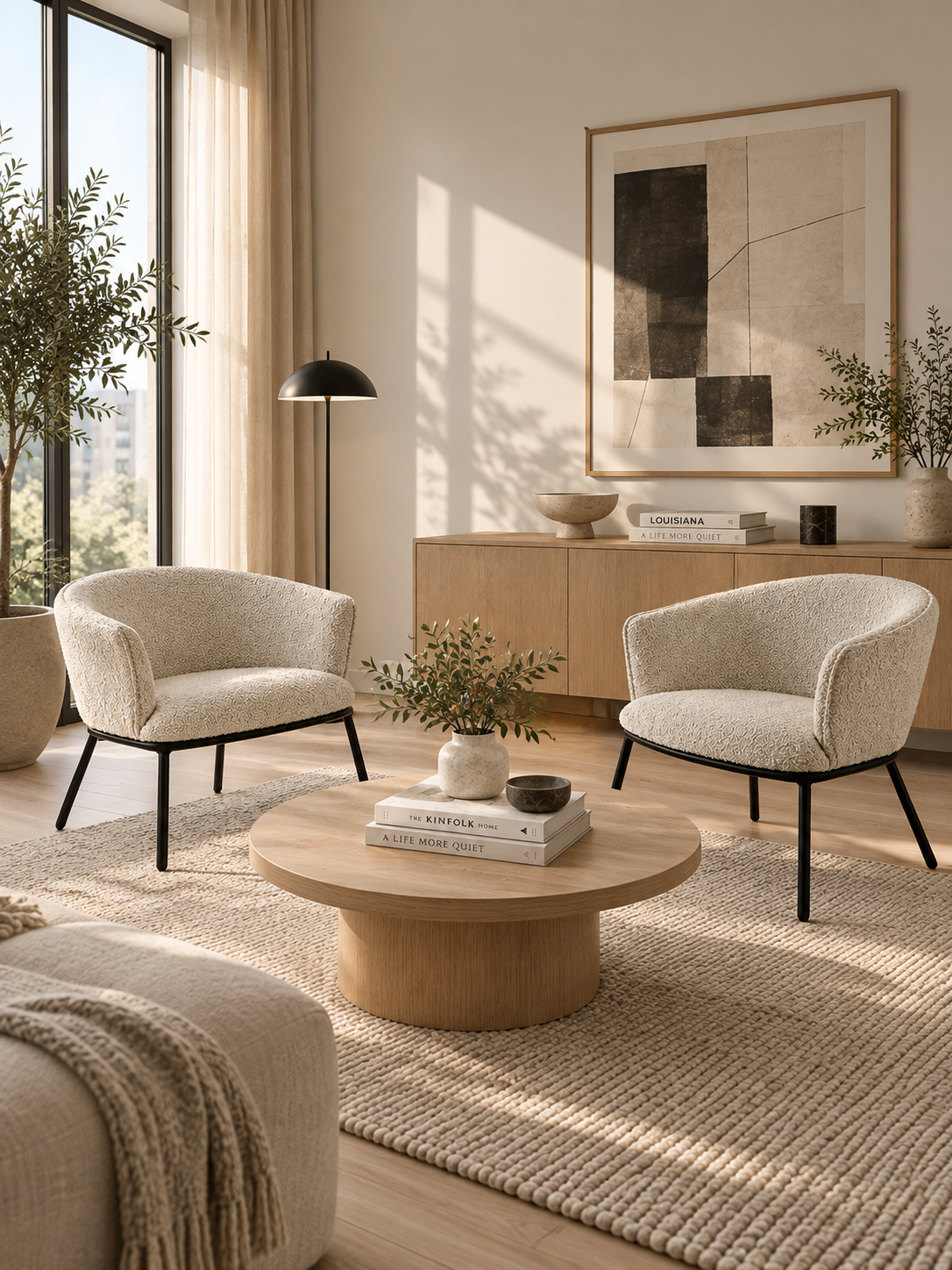 Ellos Home Xander Loungestol – Hvid/Beige/Sort Stel