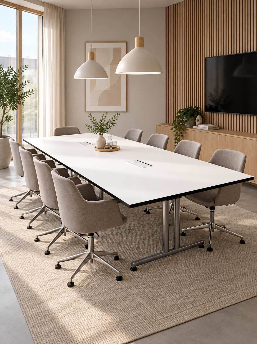 Brunner Torino Bord - Hvid/Krom Stel 300x140x74cm