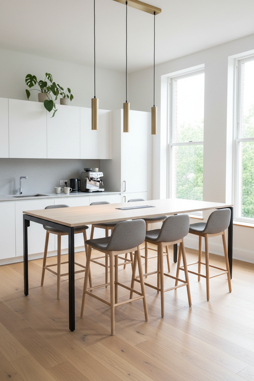 Kinnarps Nexus Højbord – Natur/Sort Stel 200x100x90